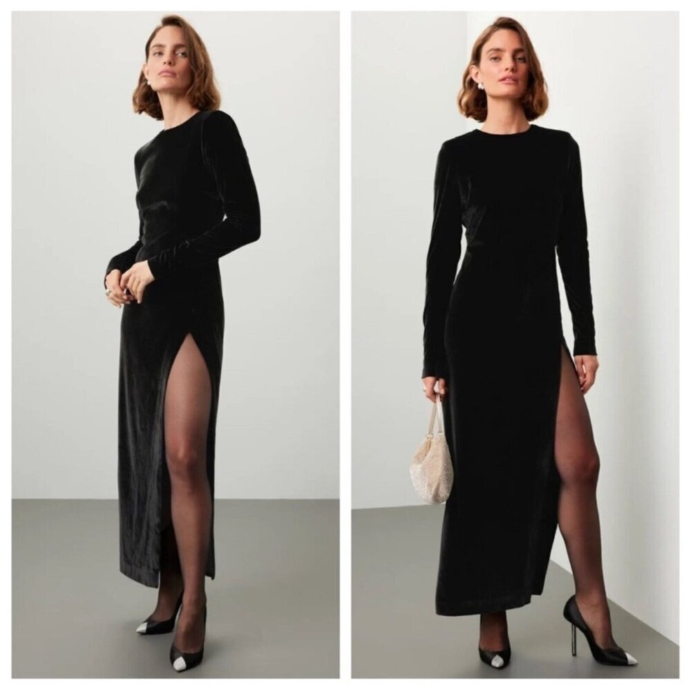 Nonchalant women’s Maxwell Dress velvet maxi high slit size xs